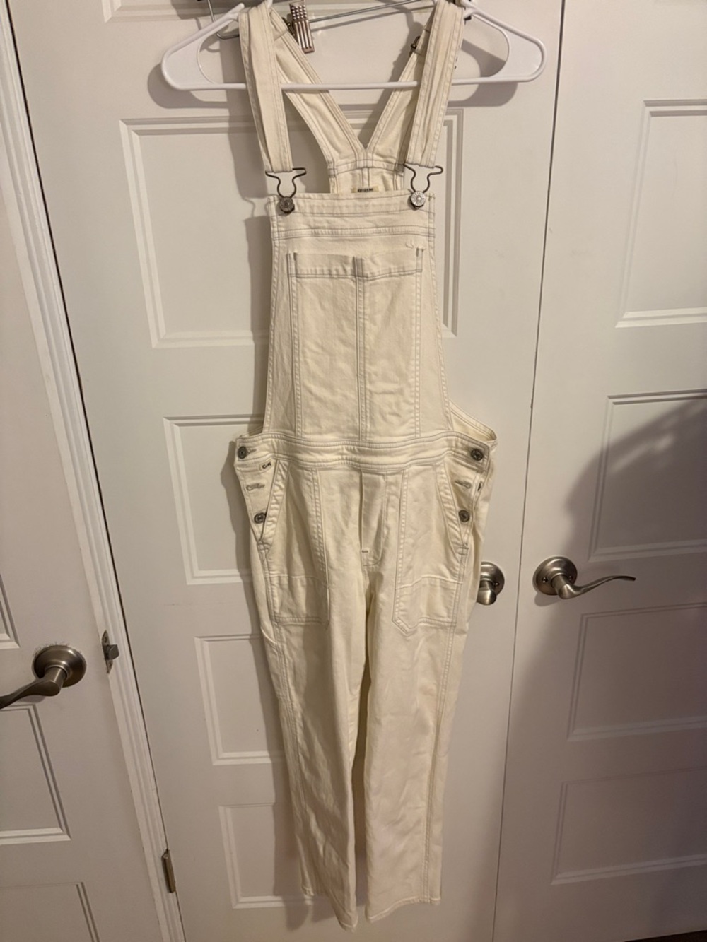 NWOT Off-White Citizens Of Humanity Cream Denim Overalls with Front Bib